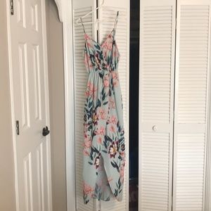 Long flowy floral spaghetti strapped dress